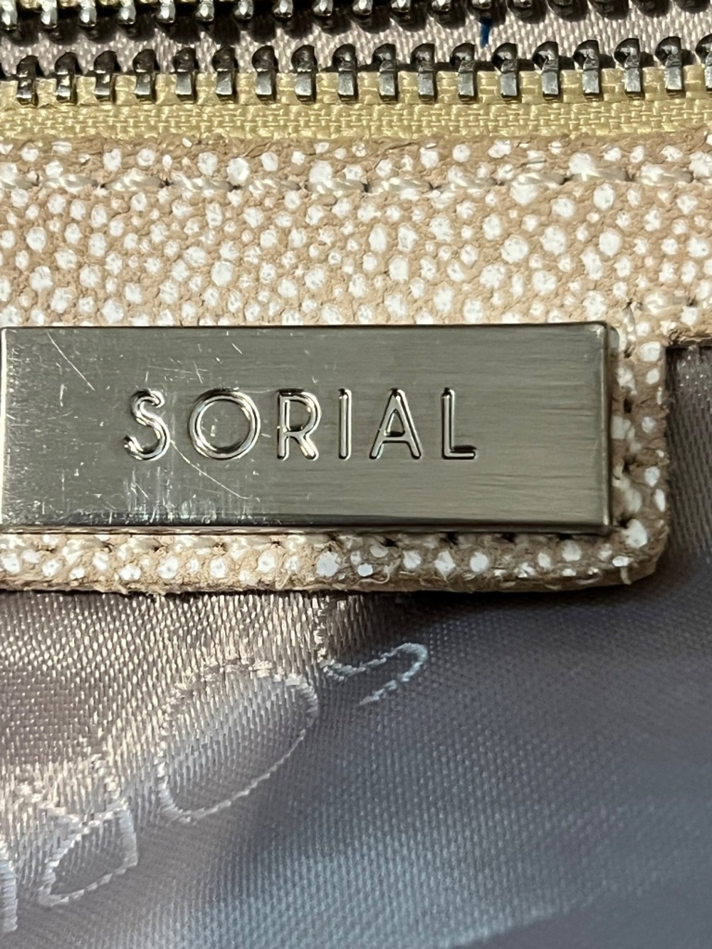 Sorial Lexi metallic taupe stingray-embossed leather hobo bag - Picture 6 of 14